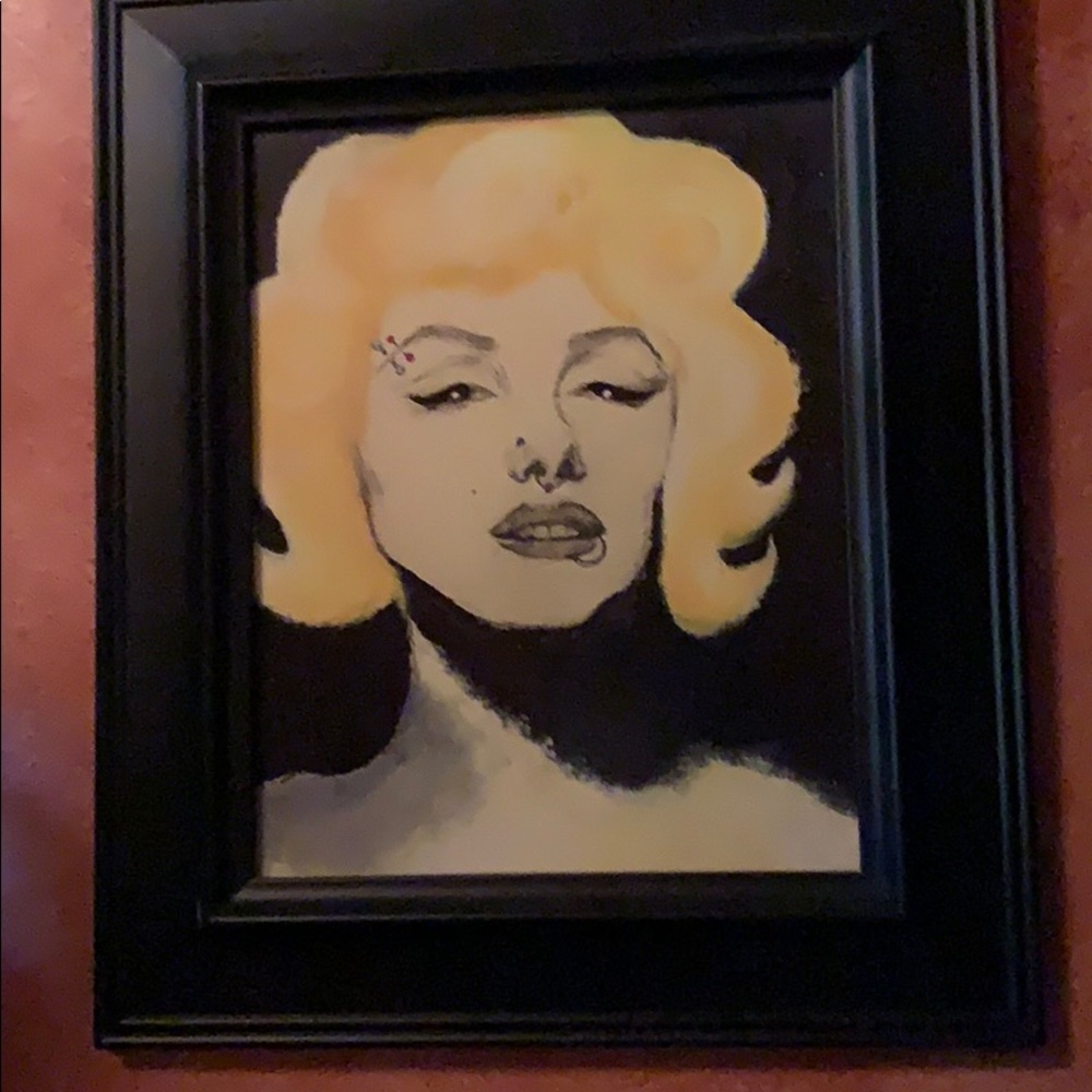 One of a kind, framed Marilyn Monroe w piercing
